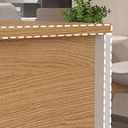 Wood Color Timber Desk with Locking Drawer/Cabinet, Scratch Resistant, 2 Drawers, 2 Cabinets, Twin Support Base, and Front Splash