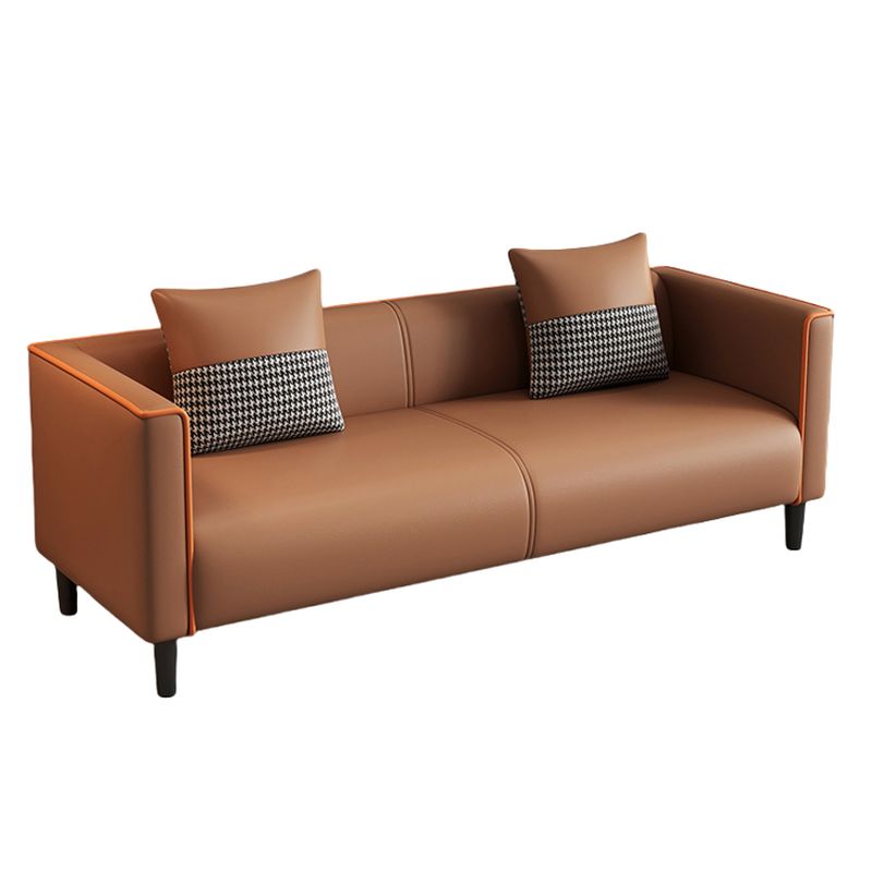 Trendy Solid Color Water Resistant Standard Sofa/Loveseat in Grey/Beige/Amber with Arm, Seats 3/2 People, and 2 Pillows