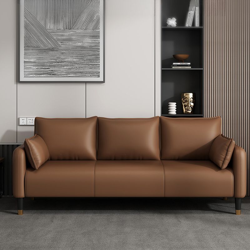 Drawing Room Sofa in Pu Leather with Cerulean/Mocha/Off-White Armrest