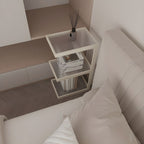Minimalist Glass Nightstand with Steel Frame - Sleek Open Storage for Bedroom Essentials