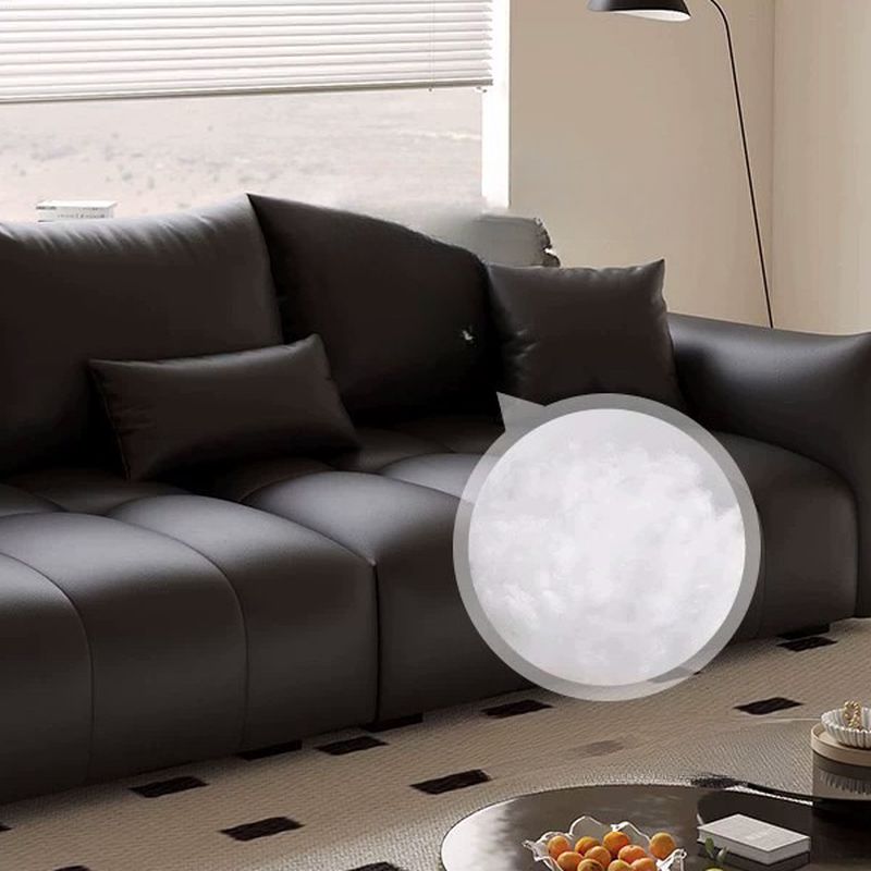 Contemporary Modern Solid Color Stain Resistant Standard Sofa/Loveseat/Single Sofa in Midnight Black with 1-seater/Seats 5/Seats 4 and 2 Pillows
