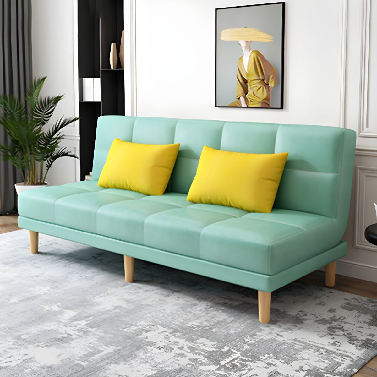 Modern Armless Settee 27.55" W Convertible Sleeper Sofa for Living Room
