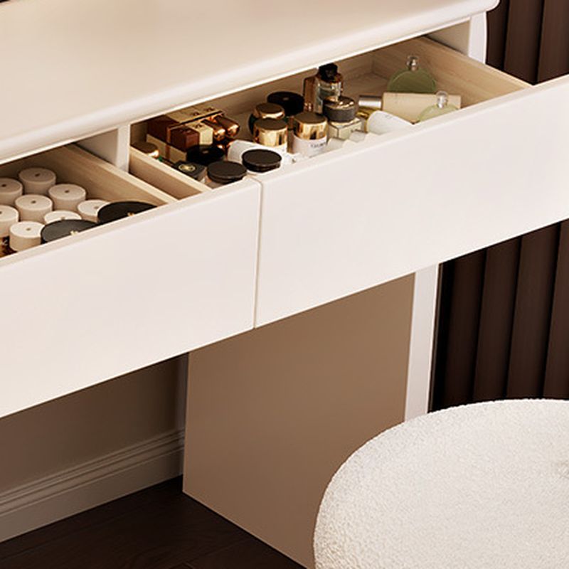 Chalk Modish Large Vanity Set with Lumber Table Top, 5 Drawers/8 Drawers, and Light Up Mirror
