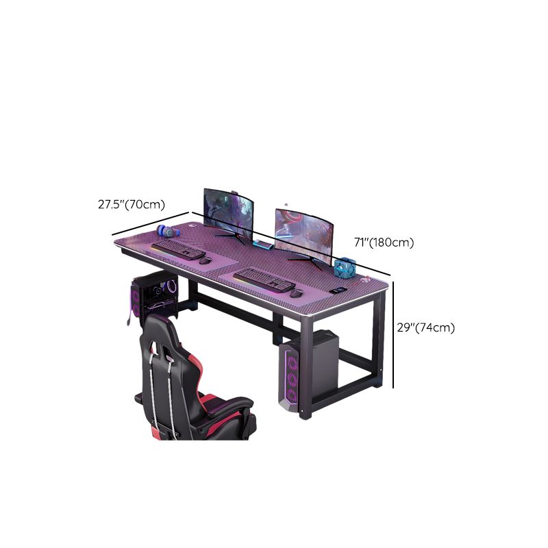 Alloy H-Shape Base Black Rectangle Scratch Resistant Office Computer Desk with Rounded Corners and Cable Management, Cable Management Included