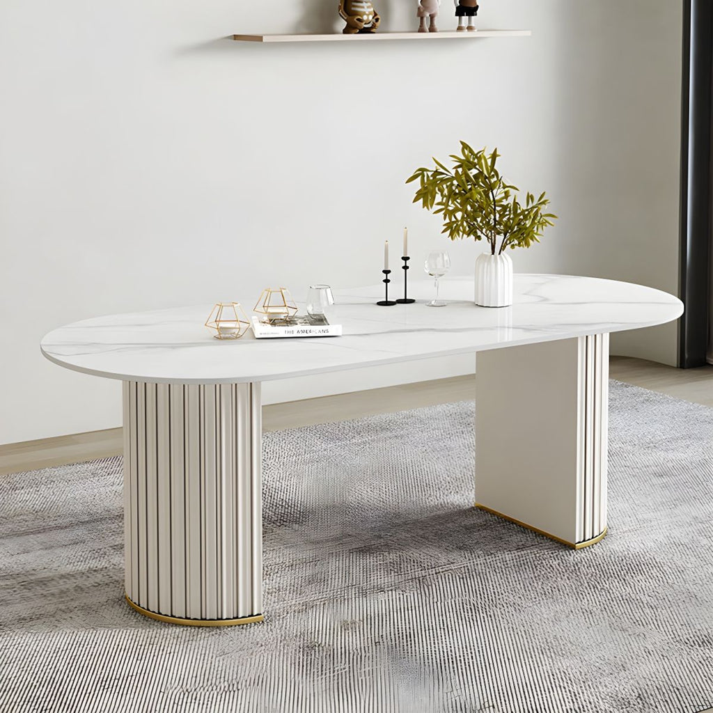Modern Style Sintered Stone Dining Set Oval 1/2/5/6/7 Pieces Dining Set for Dining Areas