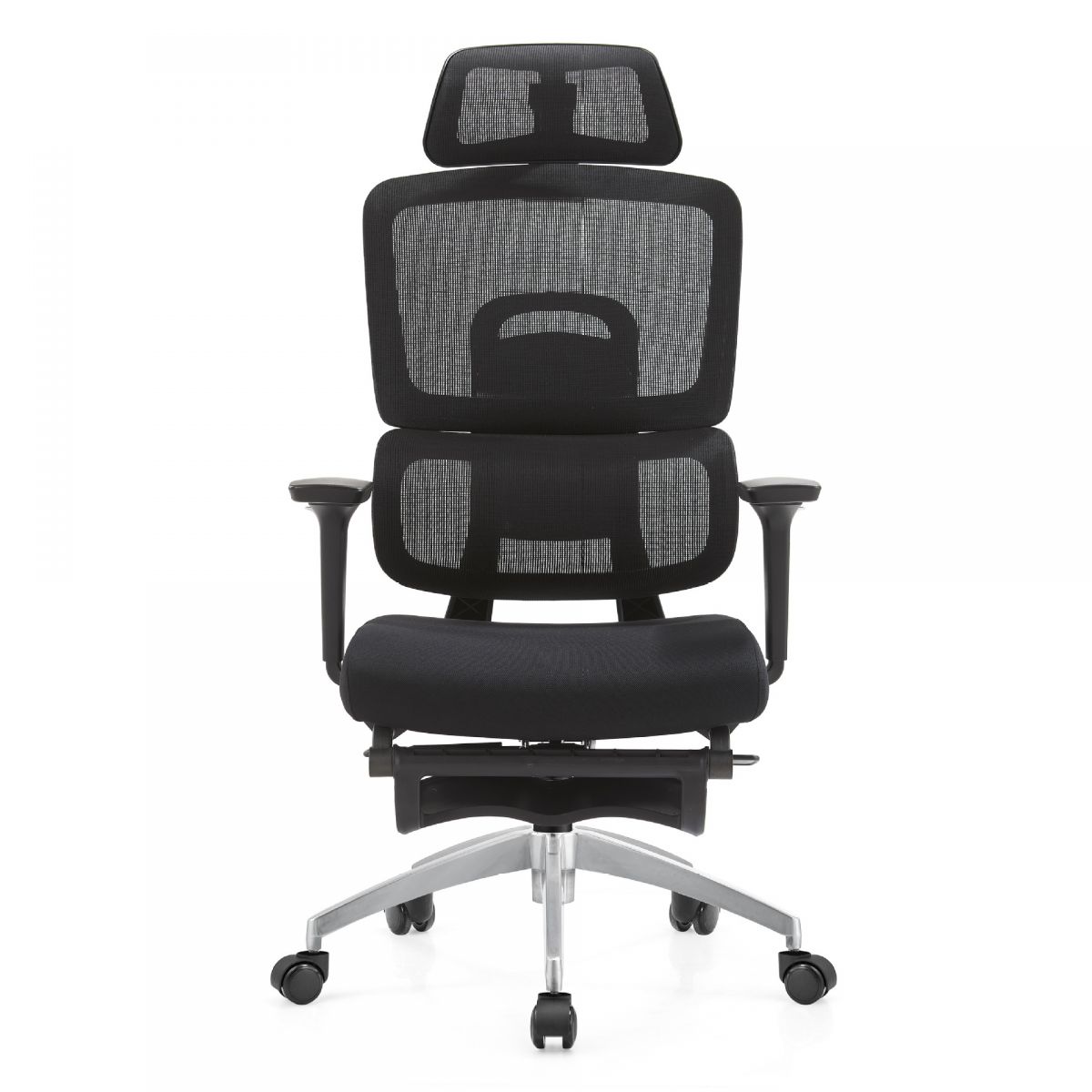 Upholstered Midnight Black Office Chairs with Leg Rest, Lumbar Support, Tilt Available, Adjustable Back Angle, and Headrest