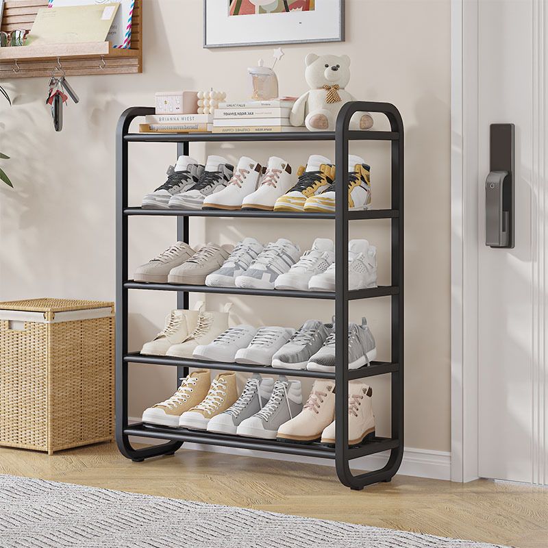 Art Deco Alloy Rectangle Shoe Rack with 6 Shelves for 11-20 Pairs in Drawing Room
