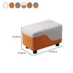 Trendy Rectangular Solid Color Standard Ottoman in Dove Grey/White/Apricot with Lumber Frame