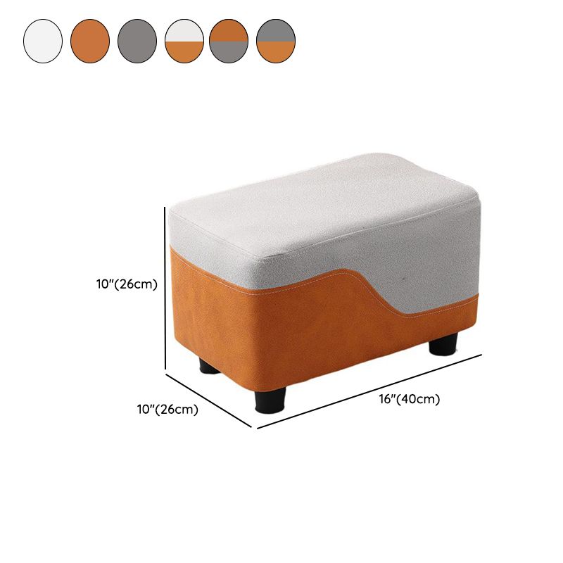 Trendy Rectangular Solid Color Standard Ottoman in Dove Grey/White/Apricot with Lumber Frame