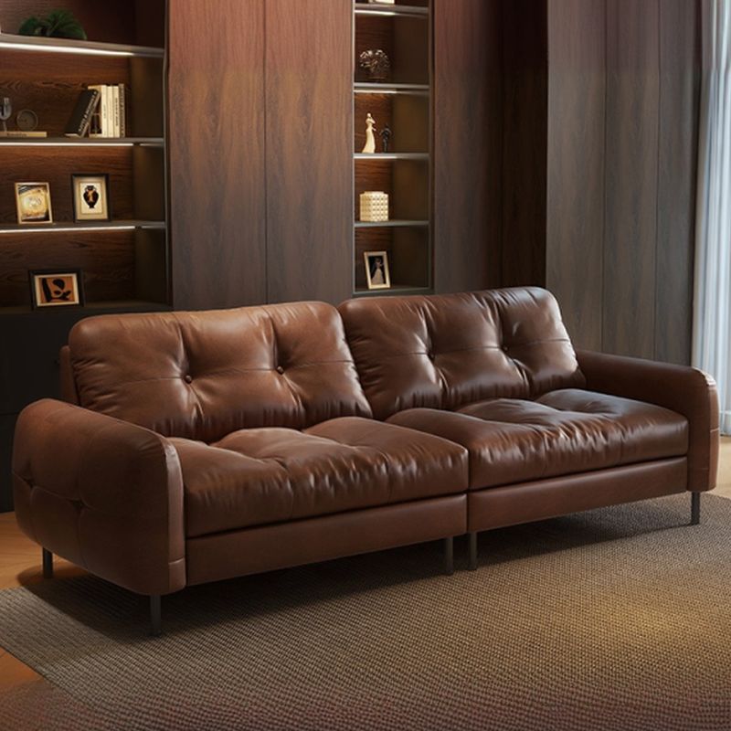 Contemporary Modern Solid Color Stain Resistant Standard Sofa in Gray/Sepia/Amber Color with Arm, Seating Capacity for 3/4-seater