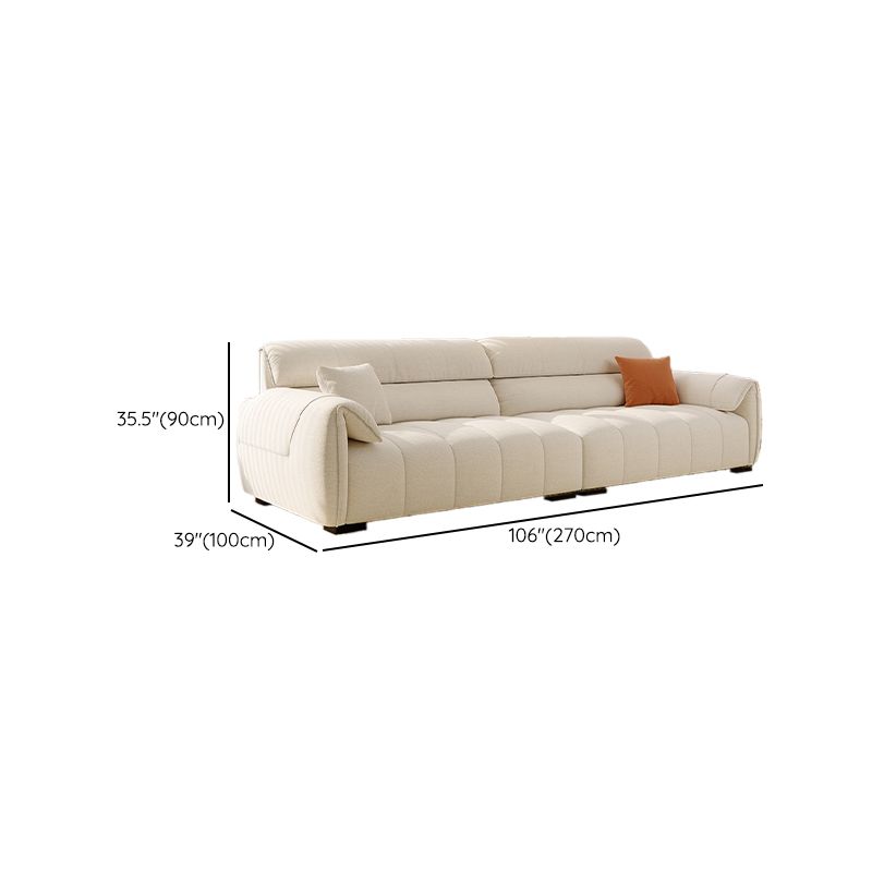 Modish Solid Color Scratch-immune Standard Sofa in Beige with Pillow Top Arm and 2 Pillows, Available in 5 Person/4-seater/3-seater