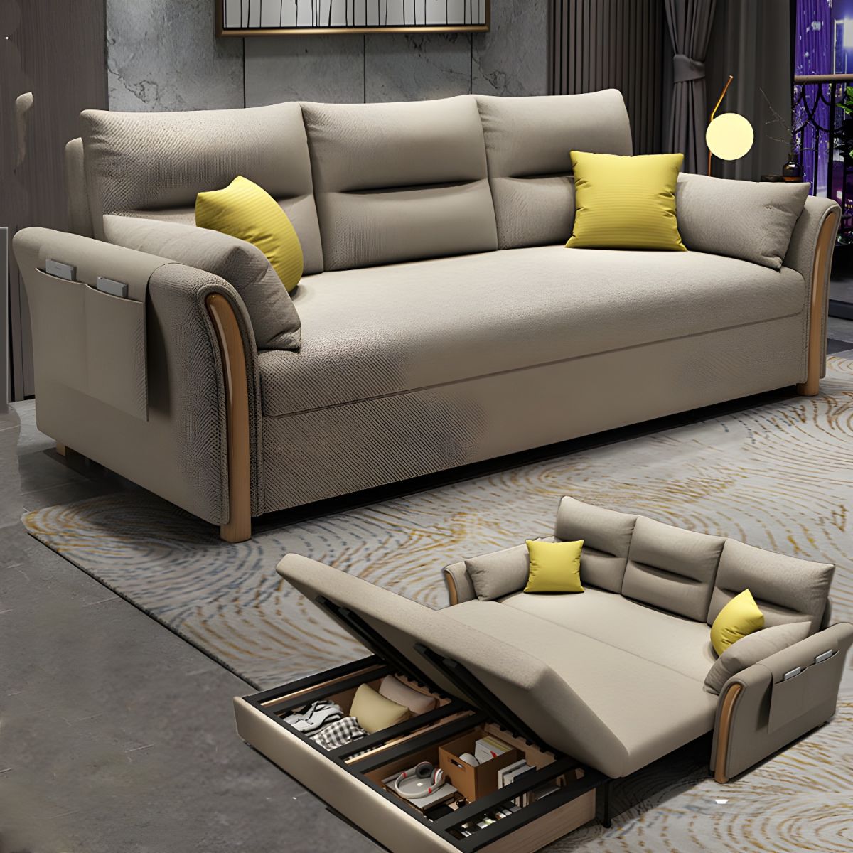 Fabric Sofa Bed Settee Furniture Flared Arm Latex Filled Sofa