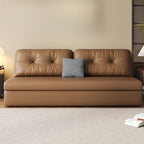 Cocoa Upholstered Futon Sofa Bed with Tufted Back & Repository