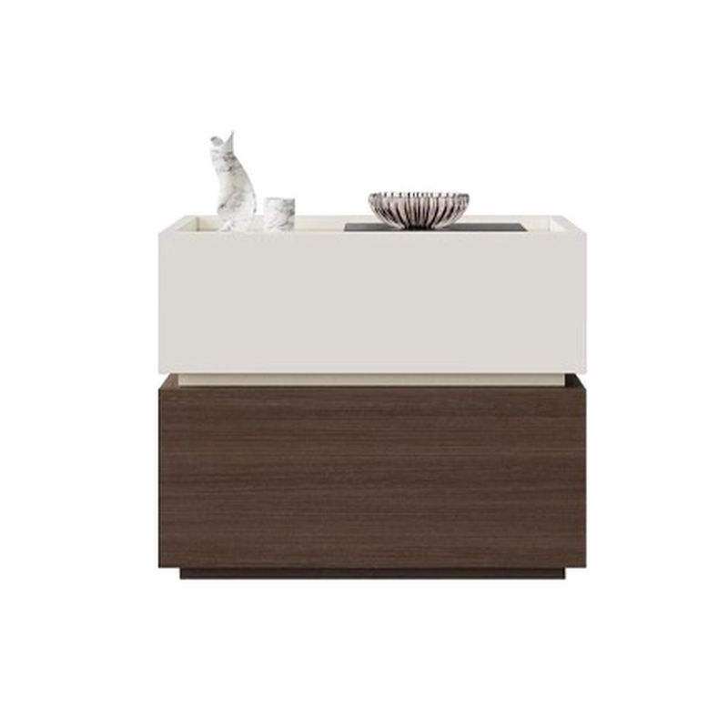 Modish Nightstand With Drawer Organization, 2 Drawers, and Lumber Countertop
