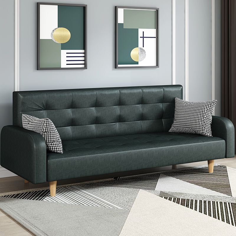 Standard Sofa in Midnight Black/Cerulean/Olive Green with Pu Leather and Armrest
