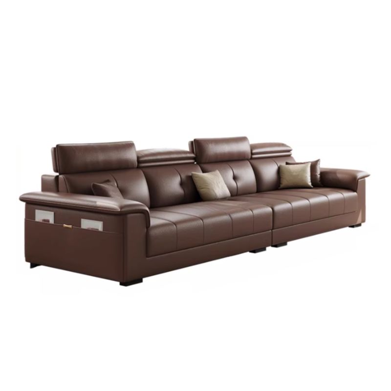 Modish Scratch-immune Standard Sofa/Single Sofa in Auburn with 4-seater/5 Person/6-Seater Capacity, Receptacle Storage, Pillow Top Arm, and 4 Pillows/3 Pillows