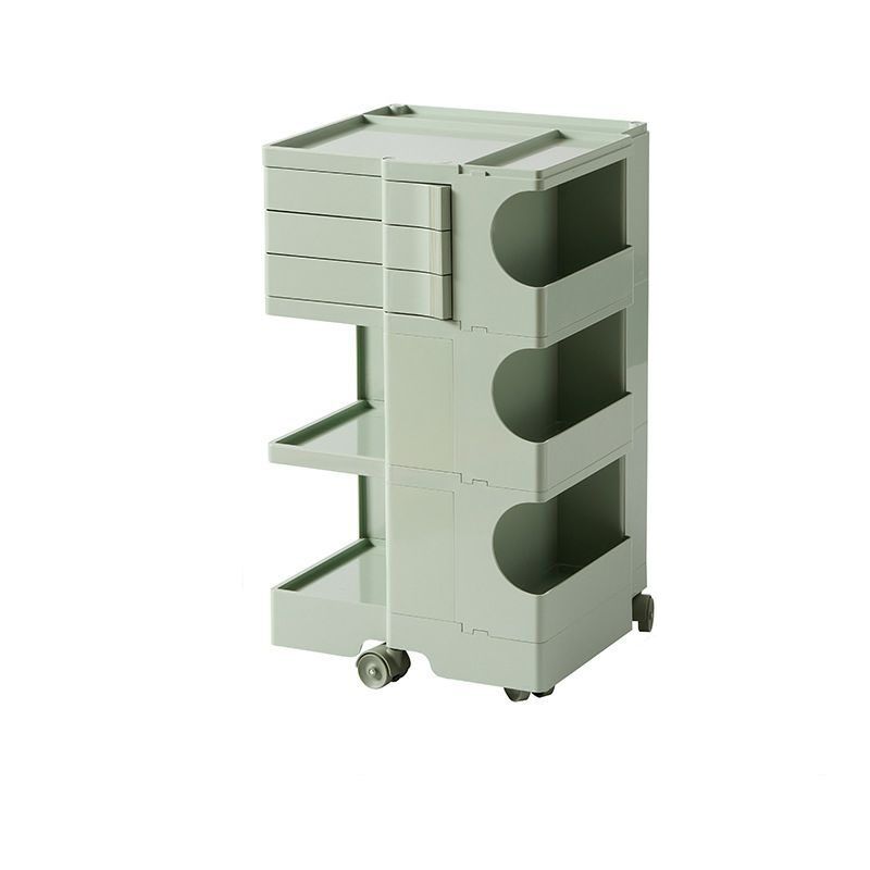 Modern All Ages Use Plastic Utility Cart with Wheels and Shelves