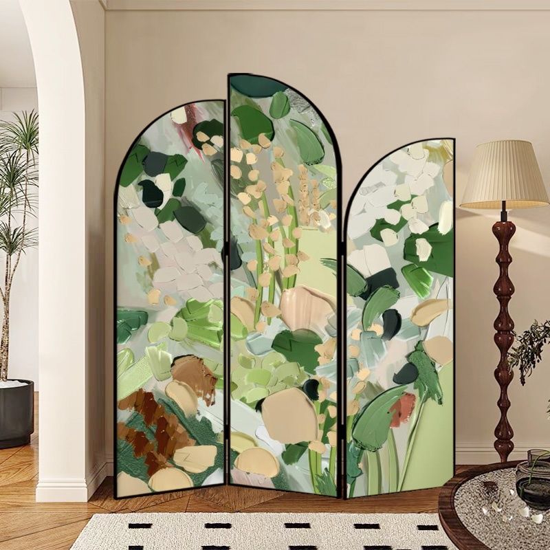 Screen Divider Minimalist Indoor Opaque Fold-up with 3 Panels, Flaxen Material, and Independent Design