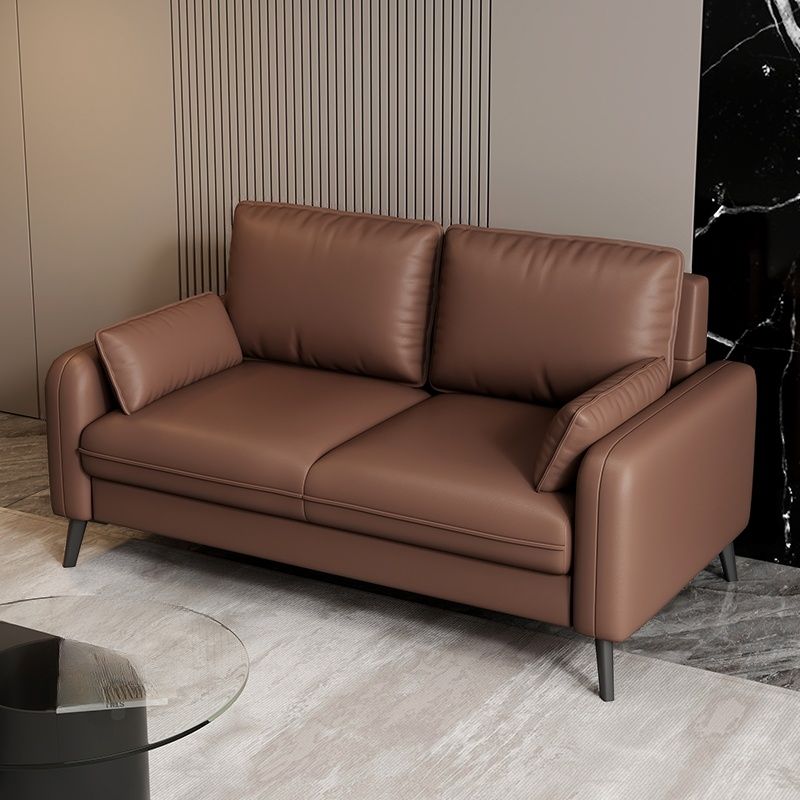 Pu Leather Loveseat in Cerulean/Olive Green/Amber Color with Armrest