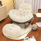 Modern Upholstered Rocking Chair - Stylish Indoor Seating with Natural Wood Legs and Tufted Design