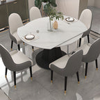 Black Plinth Base Stone Kitchen & Dining Table for 6-seater/8 People, Anti-Fouling Sintered Stone Tabletop