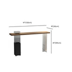 Modern Rectangular Pine Wood Pub Table with Two-sided Pedestal in Wood Grain