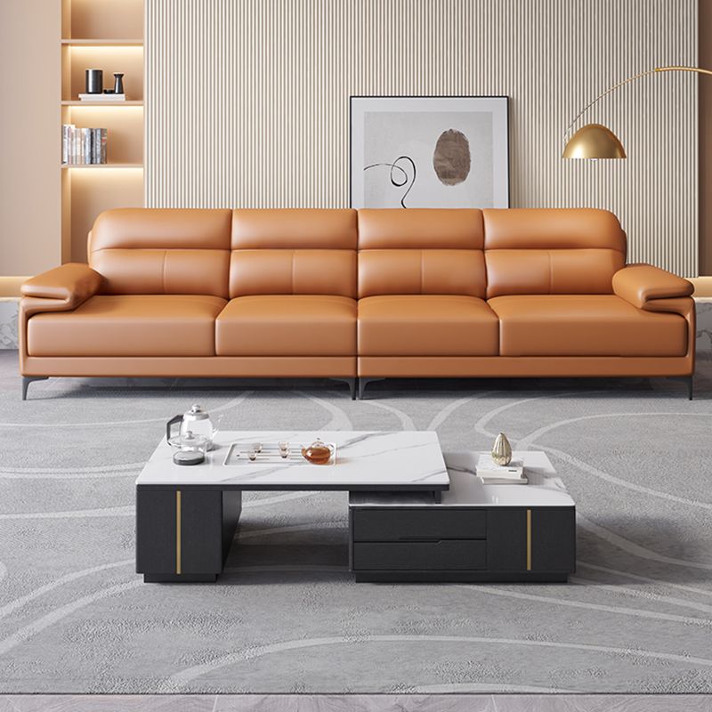 Cushion Back Sectional Sofa Modern Durable Leather Sofa for Living Room