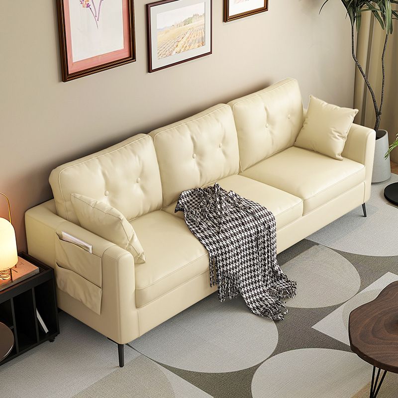 Contemporary Modern Solid Color Water Resistant Standard Sofa in Jade Green/Taupe/Amber Color for 3 with Receptacle Storage and 2 Pillows