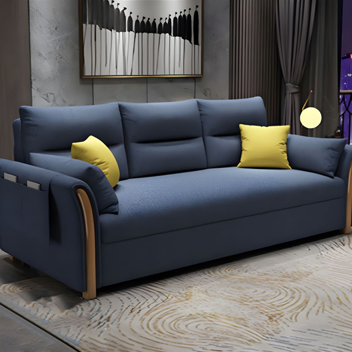 Fabric Sofa Bed Settee Furniture Flared Arm Latex Filled Sofa