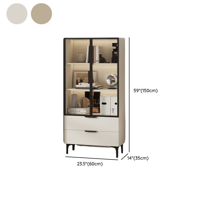 Detached Accent Cabinet with Damp-proof, Scratch-immune Glazed Door, Grip Bars in Chalk, and Soft Close Drawer