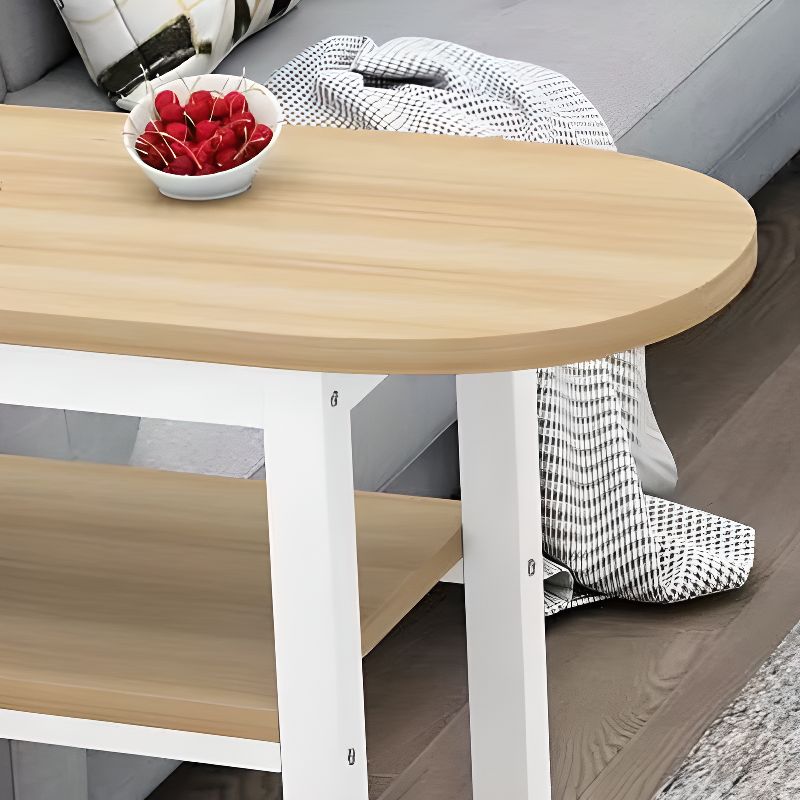 Modern Pub Table with Laminate Top and Four Legs in Wood Grain, Featuring Container Storage and Irregular Shape