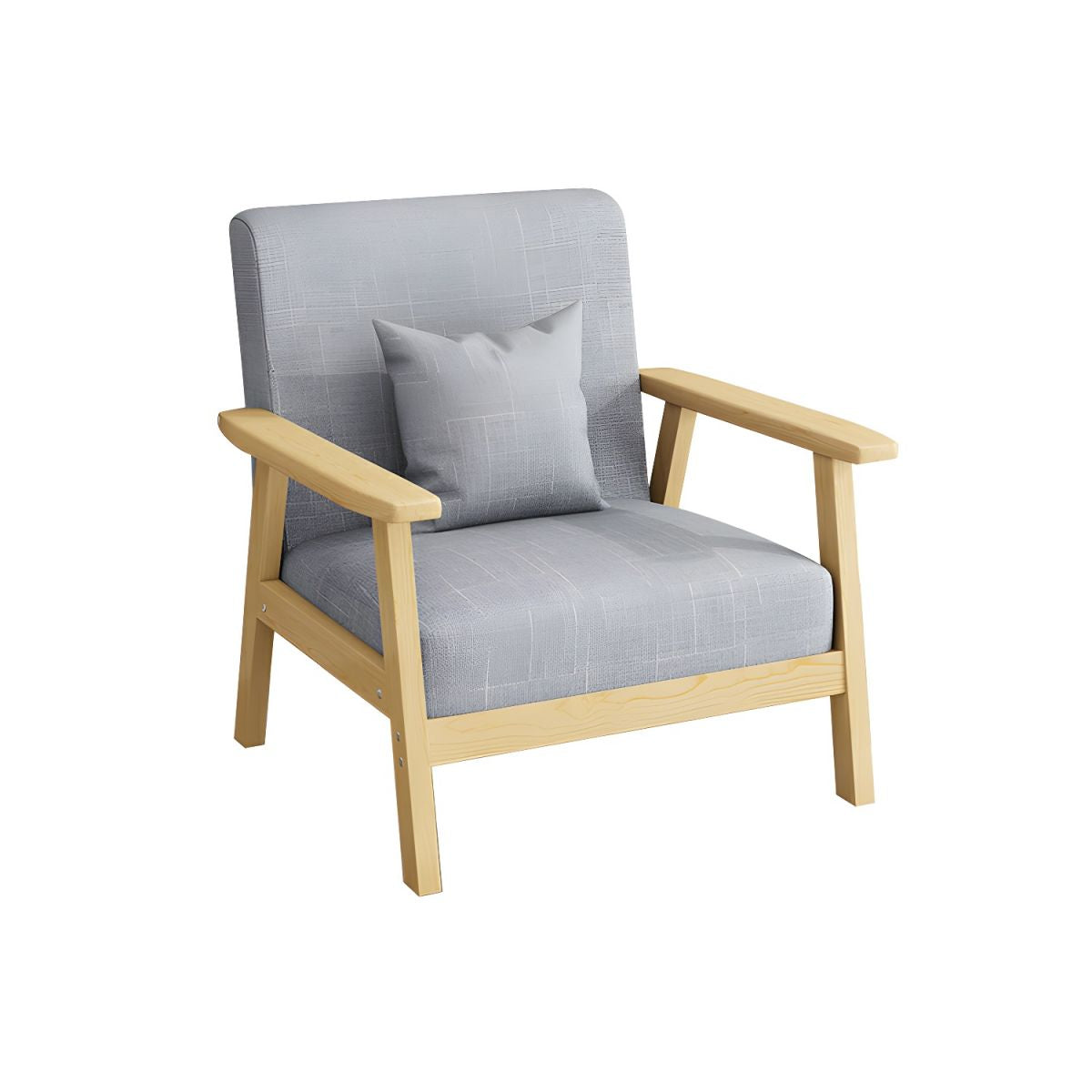 Modern Linen Small Sofa with Square Arm and Tight Back - Natural Wood Leg Color