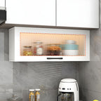 Contemporary Faux Wood Wall Mounted Display Cabinet with Acrylic Door