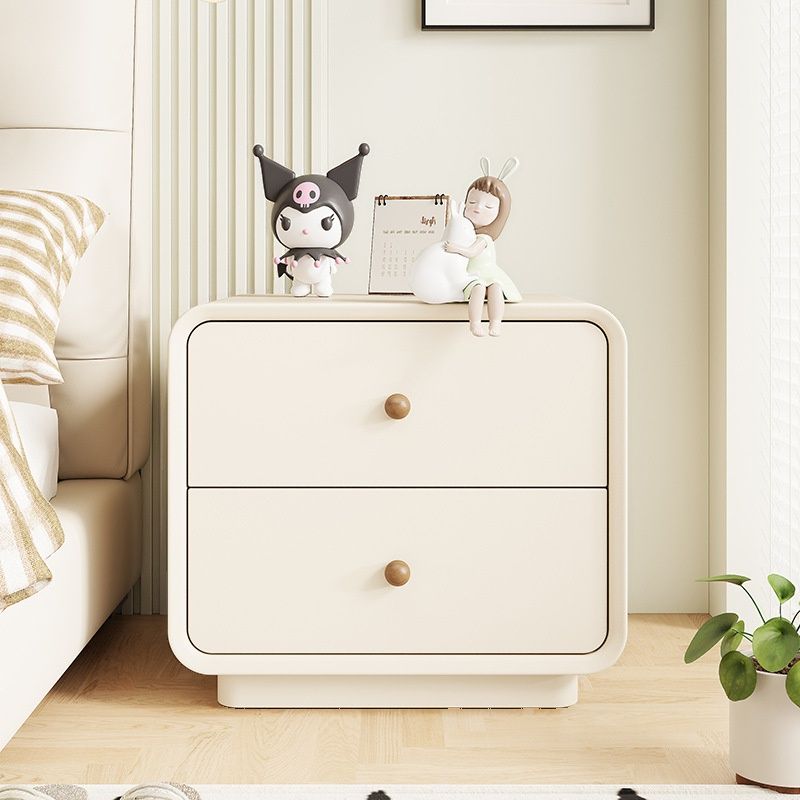 Modish Nightstand With Drawer Organization, 2 Drawers, and Pleather Countertop