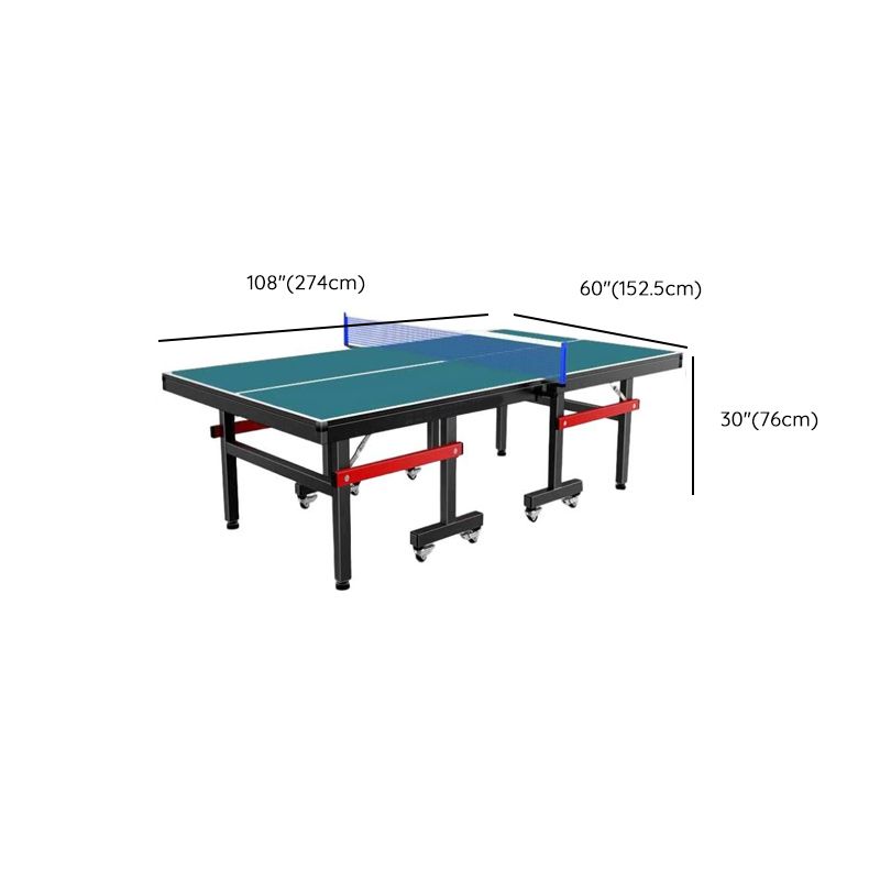 Indoor Ping Pong Table with Synthetic Laminate Top in Ink/Cerulean/Olive Green and Included Table Tennis Paddle