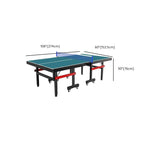 Indoor Ping Pong Table with Synthetic Laminate Top in Ink/Cerulean/Olive Green and Included Table Tennis Paddle