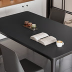Simple Rectangular Dining Table with Slate Tabletop, Fixed Mechanism, and Ink Color
