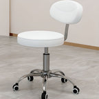 Adaptable Height Low Back Rotatable Task Stool with Wheels & Upholstered Steel Frame