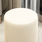 Art Deco Circular Solid Color Standard Ottoman in Dove Grey/Chalk/Peony