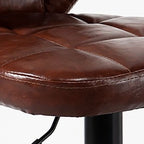 Casual Adjustable Lift Rawhide Bar Stools in White/Carmine/Jade Green with Back, Turned Swivel, and Rectangle Seat