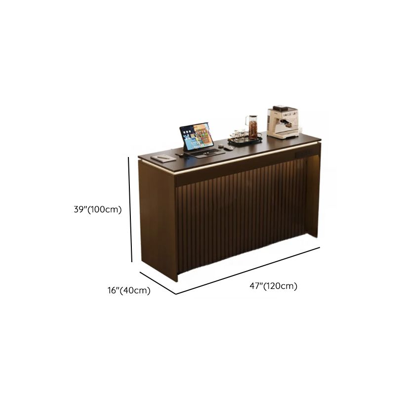 Slate Pub Table with Unmovable Pedestal Base in Smoke Color