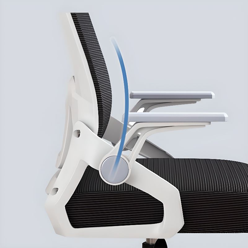 Upholstered Midnight Black/Dove Grey Office Chairs with Portable Wheels, Lumbar Support, Tilt Available, Flip-Up Armrest, and Headrest