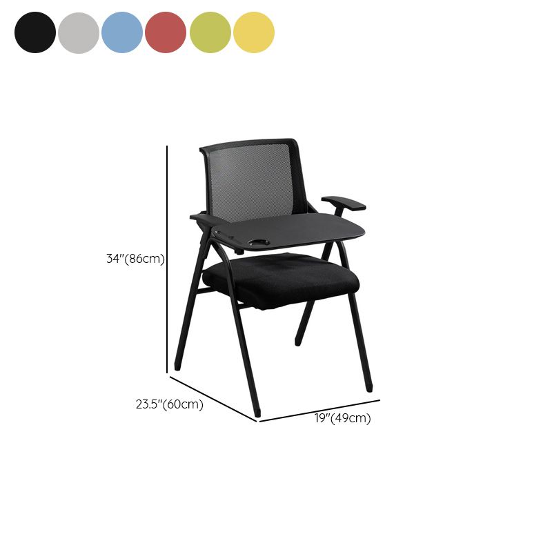 Modern Portable Glossy Black Metal Training Chair/Side Chair with Support Rail, 1 Piece, Adapted for Tile Flooring