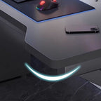 Minimalist Novelty Gaming Computer Desk in Midnight Black with Sled Base and Independent Structure Featuring Wire Management and Engineered Wood Top