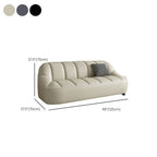 Loveseat/Single Sofa in Midnight Black/Amber Color/Off-White Pu Leather with 1 Pillow