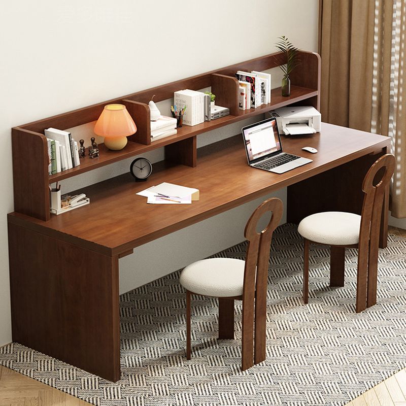Sepia Writing Desk with Sleigh Base and Hutch, Featuring Storage and Odor Resistant Durability, Unattached with Exterior Shelf