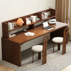 Sepia Writing Desk with Sleigh Base and Hutch, Featuring Storage and Odor Resistant Durability, Unattached with Exterior Shelf