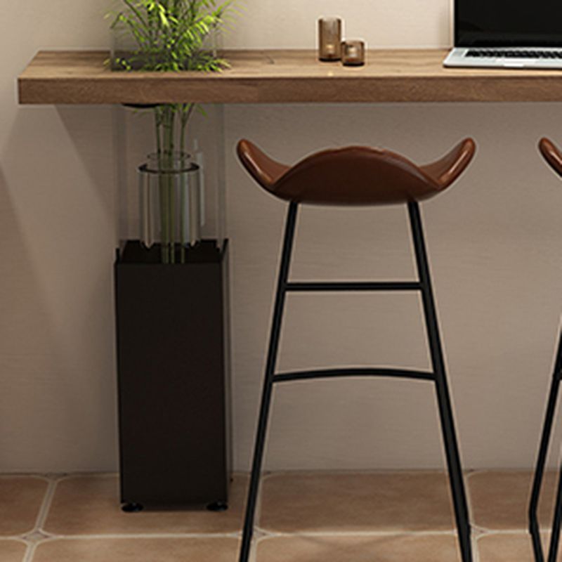 Modern Rectangular Pine Wood Pub Table with Two-sided Pedestal in Wood Grain