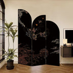 Indoor Opaque Folding Temporary Wall Panels with Natural Wood Frame, 3 Panels, Double Sided Print, Self-supporting