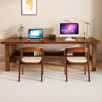 Casual Writing Desk with Storage, Scratch-proof H-Shape Base, Exterior Shelf in Sepia/Natural Natural Wood